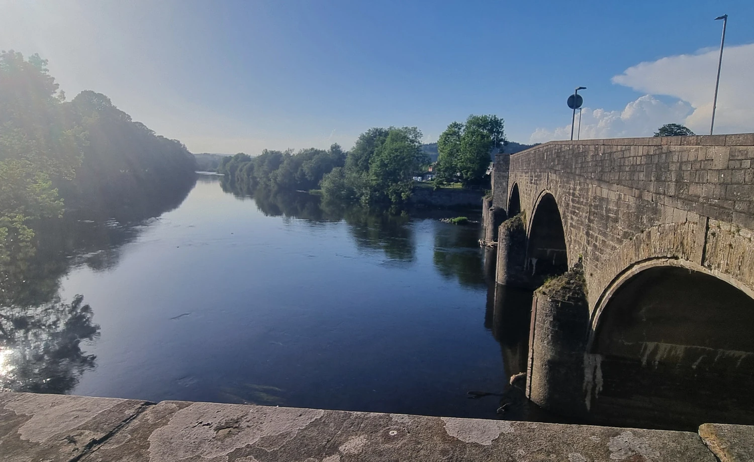 River Wye and stone bridge at Builth Wells in Mid Wales