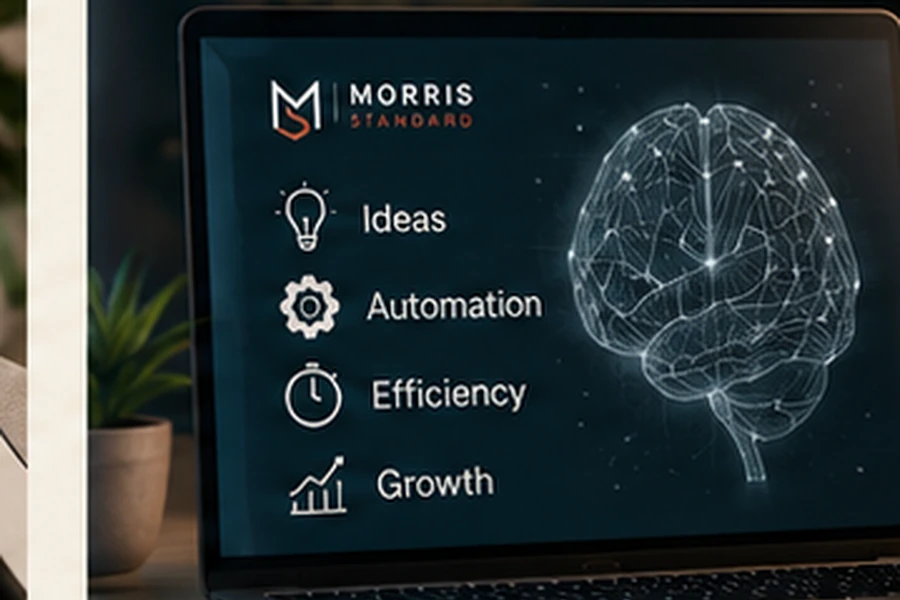 AI and systems concept shown on a Morris Standard laptop