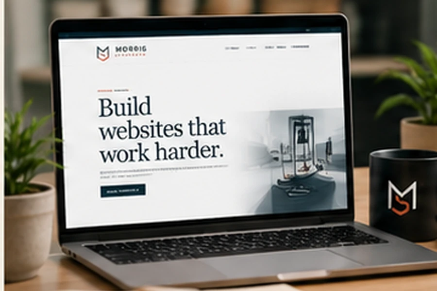 Web design planning shown on a Morris Standard laptop workspace