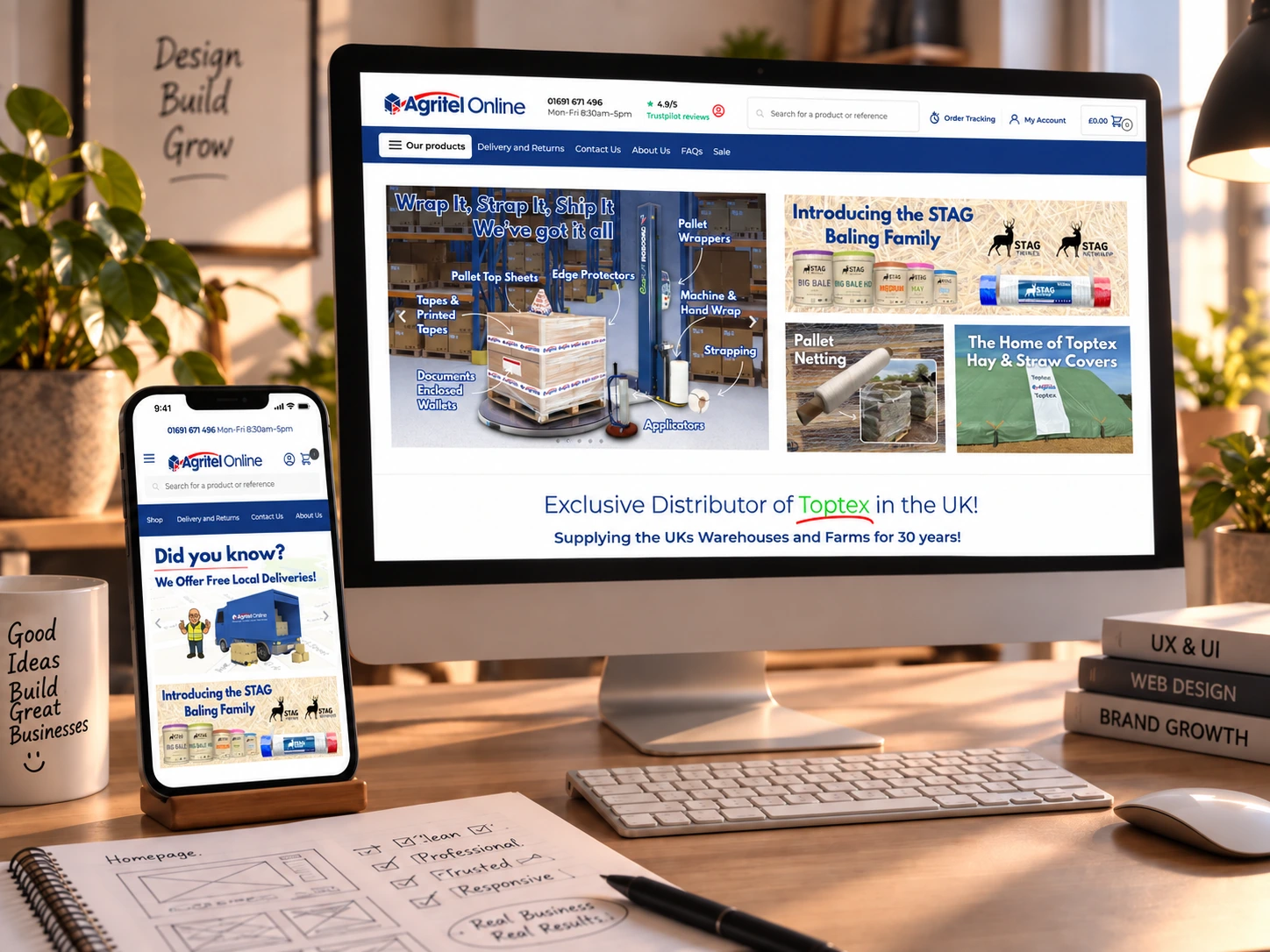 Start a web design project with Morris Standard in Mid Wales using real Agritel Online project planning and responsive website design