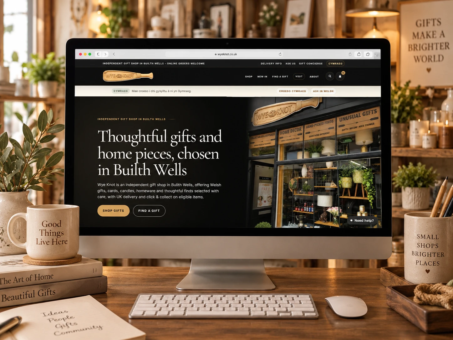 Wye Knot real ecommerce website shown in its premium retail context